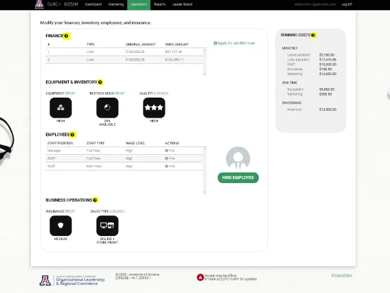 BizSim Screenshot