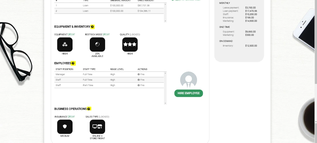 BizSim Screenshot